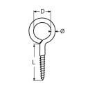 Ösenschraube mit Holzgewinde Edelstahl A4 3,9x30mm, Auge 14mm 10 Stück