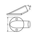 Relingfuß mit runder Grundplatte, 30Grad Edelstahl A4 für Rohr 22mm 1 Stück