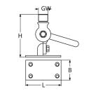 Antennenkipphalter auf Grundplatte Edelstahl A4 3/4 Zoll,...