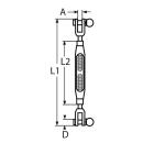 Wantenspanner offen Gabel-Gabel Edelstahl A4