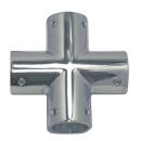 4-Wege-Relingeckverbinder Edelstahl A4 für Rohr 25mm...