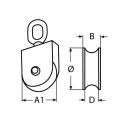 Block mit Wirbelauge und Messingbuchse Edelstahl A2