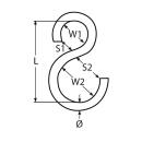 S-Haken, asymmetrisch Edelstahl A2 3x30mm 20 Stück