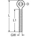 Augschraube mit Rechtsgewinde Edelstahl A4 M20 1 Stück