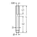 ESS Terminal mit Innengewinde, links Edelstahl A4 4mm/M6 10 Stück