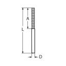 Anschweißende mit Rechtsgewinde Edelstahl A4 140mm M12x75mm 5 Stück