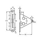 Kombi-Wandkonsole Edelstahl A4 135x90mm Typ B 1 Stück