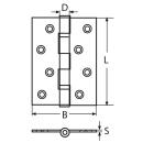 Scharnier, schwere Ausführung Edelstahl A2 75x100mm...