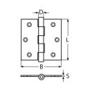 Scharnier, schwere Ausführung Edelstahl A2 75x75mm 2...