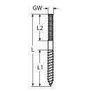 Stockschraube mit Linksgewinde Edelstahl A4 M5x80mm 5...