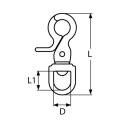 Schnapphaken mit Wirbel Edelstahl A4 65mm, Auge 13x16mm 5...