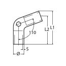 Relingverbinder, 110Grad Edelstahl A4 für Rohr 25mm 1 Stück