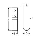 Bootshakenhalter mit langer Lasche Edelstahl A2 100x25mm 10 Stück