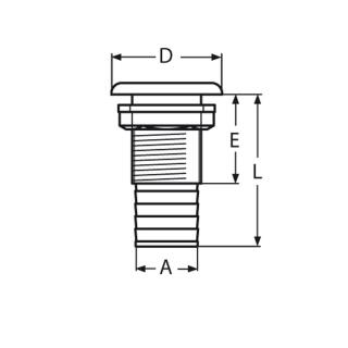 Borddurchlass Mit Schlauchanschluss Edelstahl A4, 9,92