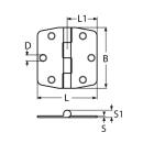 Scharnier mit Abdeckung Edelstahl A4 74x75mm 4 Stück