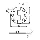 Scharnier mit Abdeckung Edelstahl A4 65x65mm 4 Stück