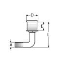 Borddurchlass mit Schlauchanschluss 90Grad Edelstahl A4/Kunststoff
