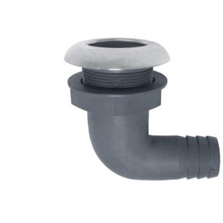Borddurchlass mit Schlauchanschluss, 90Grad Edelstahl A4/Kunststoff 1 1/2 Zoll, für Schlauch 38mm 1 Stück