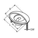 Wasserskihaken für Heckspiegel Edelstahl A4 92x62mm,...