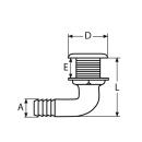 Borddurchlass mit Schlauchanschluss 90Grad Edelstahl A4