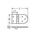 Scharnier mit Gewinde Edelstahl A4 76x40mm, M6x45mm 2...