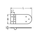 Scharnier mit Gewinde Edelstahl A4 134x65mm, M6x45mm 2 Stück