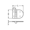 Scharnier mit Gewinde Edelstahl A4 72x65mm, M6x45mm 2 Stück