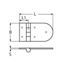 Scharnier mit Gewinde Edelstahl A4 127x65mm, M6x45mm 2...