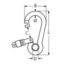 Karabinerhaken mit Springverschluss und Kausche Edelstahl A4