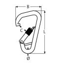 Karabinerhaken mit Sicherheitsmutter und Steg Edelstahl A4 11x120mm 5 Stück