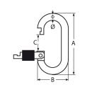 Karabinerhaken mit Sicherheitsmutter oval Edelstahl A4