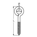 Ösenschraube mit Holzgewinde, schwer Edelstahl A4 6x100mm, Auge 14mm 10 Stück