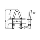 Triangel-Bolzen mit 2 Gegenplatten Edelstahl A4