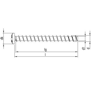 MULTI-MONTI-plus Betonschrauben 10x70 T-40 Panhead Rundkopf Stahl verzinkt 25 Stck