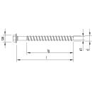 HECO MULTI-MONTI-plus Betonschrauben 6x50 SW-8 Sechskantkopf angepresste Scheibe Stahl HP-beschichtet 100 Stück