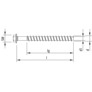MULTI-MONTI-plus Betonschrauben 7,5x50 SW-10 Sechskantkopf angepresste Scheibe Stahl verzinkt 50 Stck