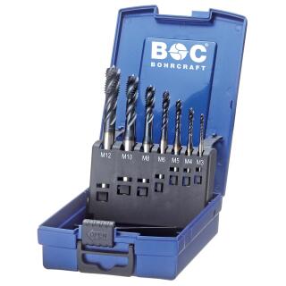 Bohrcraft Profi-Plus Masch.-Gewindeb. DIN 371/376 HSS-E TiALN ABS-Box 7-tlg.M3-M12 Form C/RS40° / MGB7S-K TiALN UNI