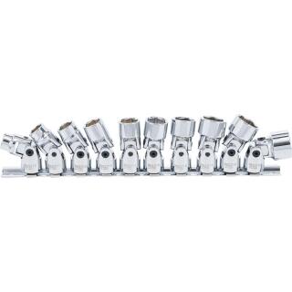 Kardangelenk-Einsatz-Satz Sechskant, Antrieb Innenvierkant 10 mm (3/8 Zoll), SW 10 - 19 mm, 10-tlg.