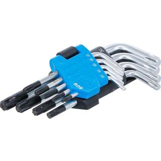 Winkelschlüssel-Satz, kurz, T-Profil (für Torx) mit Bohrung T10 - T50, 9-tlg.
