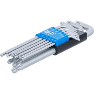 Winkelschlüssel-Satz, T-Profil (für Torx) mit Kugelkopf T10 - T50 mm, 9-tlg.