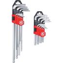Winkelschlüssel-Satz, lang, T-Profil (für Torx) T10 - T50 / Innensechskant 1,5 - 10 mm, 18-tlg.