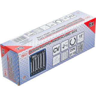 Offener Doppel-Ringschlüssel-Satz, SW 8 x 9 - 18 x 19 mm, 6-tlg