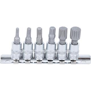 Bit-Einsatz-Satz, Antrieb Innenvierkant 6,3 mm (1/4 Zoll), Innenvielzahn (für XZN) M4 - M12, 6-tlg.