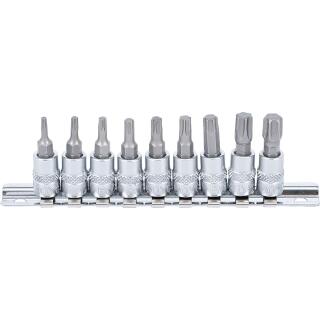 Bit-Einsatz-Satz, Antrieb Innenvierkant 6,3 mm (1/4 Zoll), T-Profil (für Torx) T10 - T50, 9-tlg.