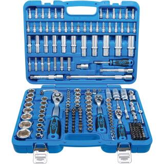 Steckschlüssel-Satz Sechskant, Antrieb 6,3 mm (1/4 Zoll) / 10 mm (3/8 Zoll) / 12,5 mm (1/2 Zoll), Zollgrößen, 192-tlg.