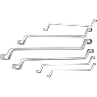 Doppel-Ringschlüssel-Satz mit E-Profil-Ringköpfen, gekröpft, SW E6 - E24, 6-tlg.