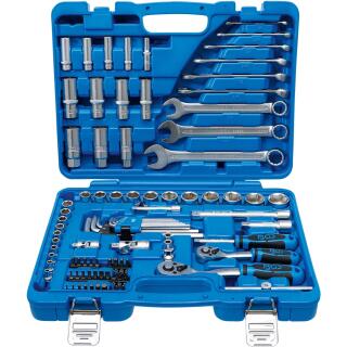 Steckschlüssel-Satz Sechskant, Antrieb 6,3 mm (1/4 Zoll) / 10 mm (3/8 Zoll), Zollgrößen, 92-tlg.
