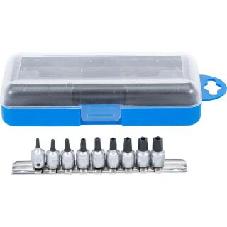 Bit-Einsatz-Satz, Antrieb Innenvierkant 6,3 mm (1/4 Zoll), TS-Profil (für Torx Plus) mit Bohrung, 9-tlg.