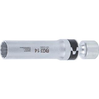 Zündkerzen-Gelenkeinsatz Zwölfkant mit Haltefeder Antrieb Innenvierkant 10 mm (3/8 Zoll)