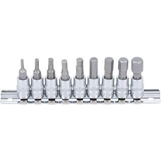 Bit-Einsatz-Satz, Antriebe Innenvierkant 6,3 mm (1/4 Zoll), Innensechskant 3/32 Zoll - 3/8 Zoll, Zollgrößen, 9-tlg.